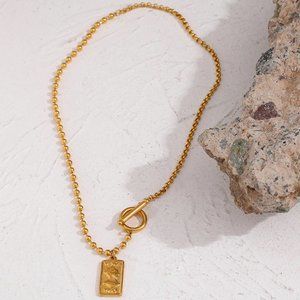 316L Stainless Steel Square Pendant Necklace High Quality Metal Portrait Women